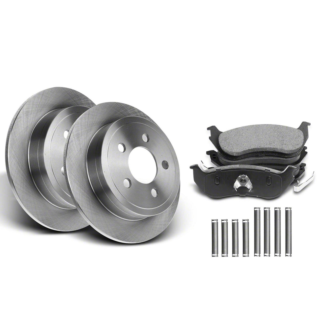 Jeep Wrangler Solid Brake Rotor and Pad Kit; Rear (0306 Jeep Wrangler