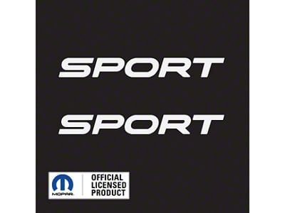 SPORT Text Side Logo; Matte White (97-06 Jeep Wrangler TJ)