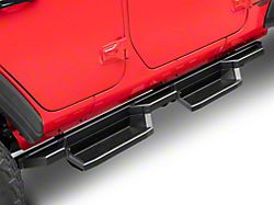 Square Tube Drop Style Nerf Side Step Bars; Matte Black (18-25 Jeep Wrangler JL 4-Door)