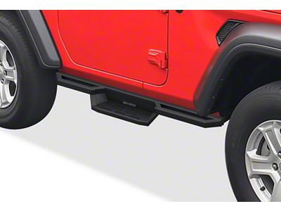 Square Tube Drop Style Nerf Side Step Bars; Matte Black (18-25 Jeep Wrangler JL 2-Door)