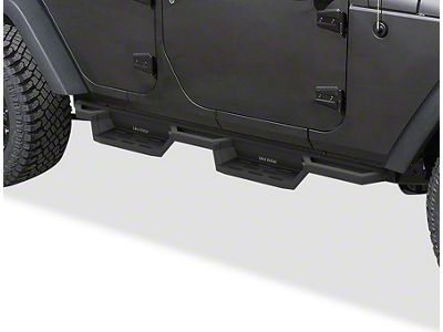 Square Tube Drop Style Nerf Side Step Bars; Matte Black (07-18 Jeep Wrangler JK 4-Door)