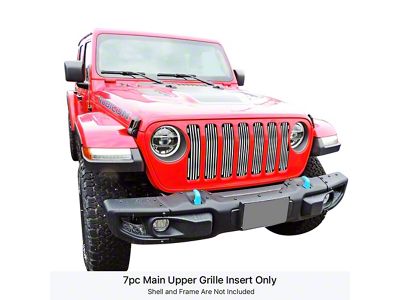 Stainless Steel Billet Upper Grille Overlay; Polished (18-24 Jeep Wrangler JL)