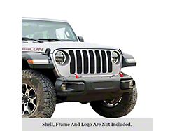 Stainless Steel Billet Upper Overlay Grille; Black (18-23 Jeep Wrangler JL)