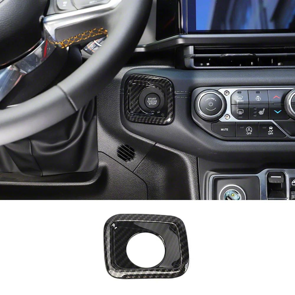 Jeep Wrangler Start Button Panel Cover; Black Carbon Fiber (24-26 Jeep ...