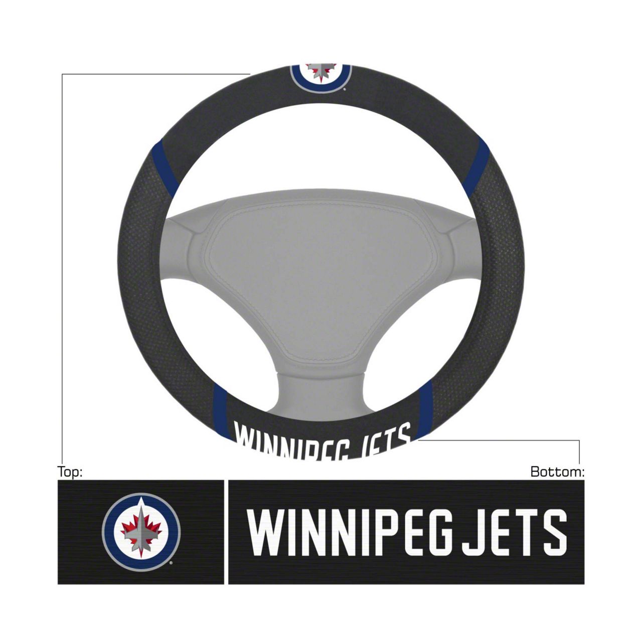 Jeep Wrangler Steering Wheel Cover with Winnipeg Jets Logo; Black