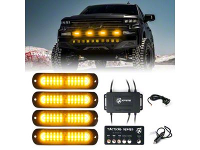 Tactical 12 Series Grille and Surface Mount Light; Set of 4; White and Amber (Universal; Some Adaptation May Be Required)