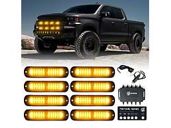 Tactical 12 Series Grille and Surface Mount Light; Set of 8; Amber (Universal; Some Adaptation May Be Required)