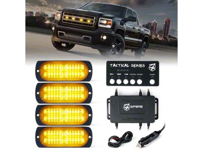 Tactical 24 Series Grille and Surface Mount Light; Set of 4; White and Amber (Universal; Some Adaptation May Be Required)