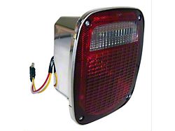 Tail Light; Chrome Housing; Red Lens; Passenger Side (81-86 Jeep CJ5 & CJ7)