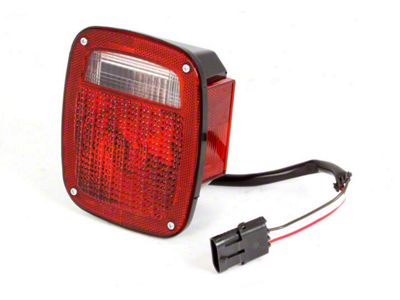 Tail Light; Black Housing; Red/Clear Lens; Passenger Side (91-97 Jeep Wrangler YJ & TJ)
