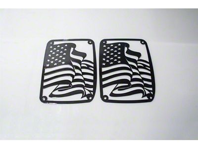 Tail Light Cover; Flag; Black (07-18 Jeep Wrangler JK)