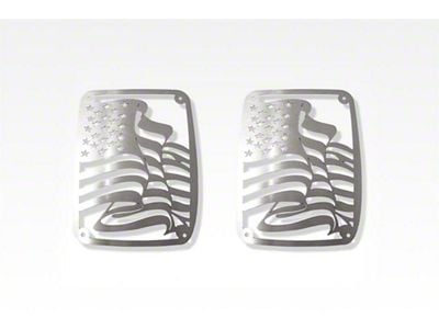 Tail Light Cover; Flag; Brushed Satin (07-18 Jeep Wrangler JK)