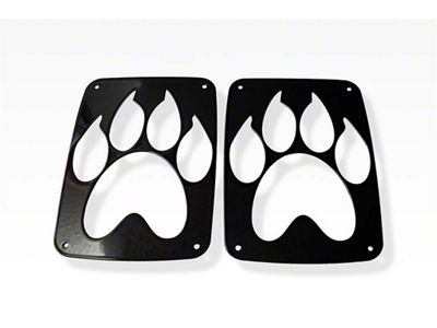 Tail Light Cover; Black Powder Coated; Paw Print Style; 2-Piece (07-18 Jeep Wrangler JK)