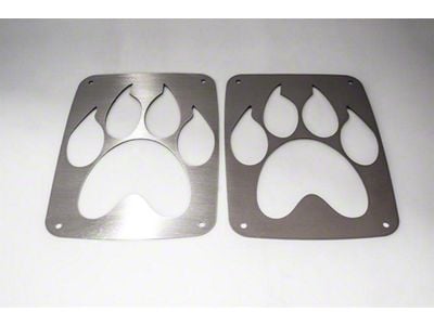 Tail Light Cover; Brushed Satin; Paw Print Style; 2-Piece (07-18 Jeep Wrangler JK)