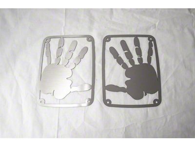 Tail Light Cover; Satin; Brushed Steel; Wave Hand Style; 2-Piece (07-18 Jeep Wrangler JK)