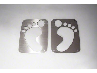 Tail Light Cover; Satin; Brushed Steel; Foot Print Style; 2-Piece (07-18 Jeep Wrangler JK)
