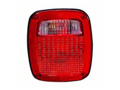 CAPA Replacement Tail Light; Black Housing; Red Lens; Driver Side (98-06 Jeep Wrangler TJ)