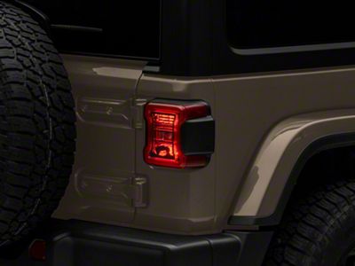 Tail Light Guards; USA Flag and Terrain (18-25 Jeep Wrangler JL w/ Factory LED Tail Lights)