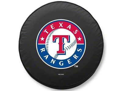 Texas Rangers Spare Tire Cover; Black (76-18 Jeep CJ7, Wrangler YJ, TJ & JK)