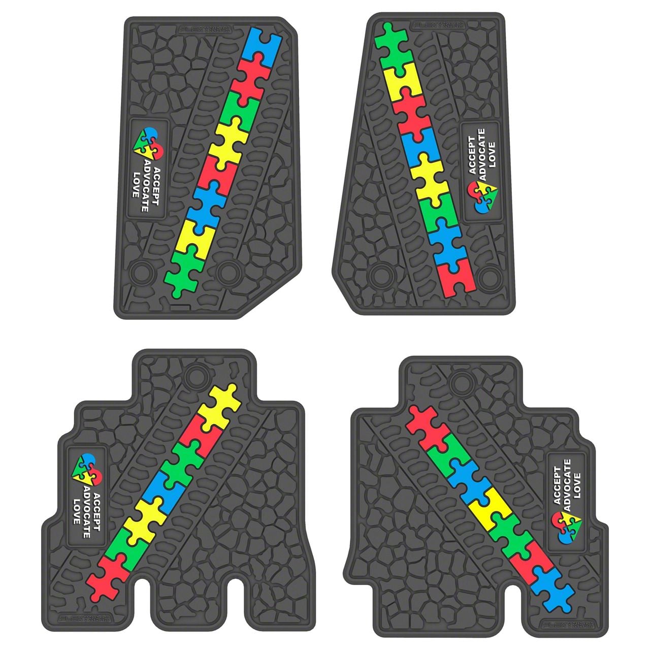 Factory Floorpan Fit Tire Tread/Scorched Earth Scene Front Floor Mats ...