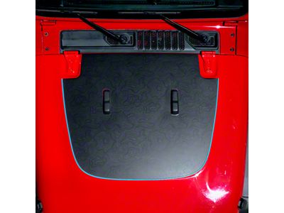 Topographic Map Hood Graphic; Black with Blue Outline (18-25 Jeep Wrangler JL, Excluding Rubicon)