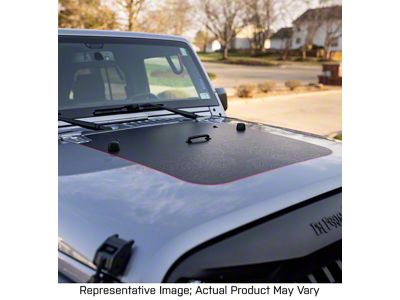 Topographic Map Hood Graphic; Black with Orange Outline (07-18 Jeep Wrangler JK)