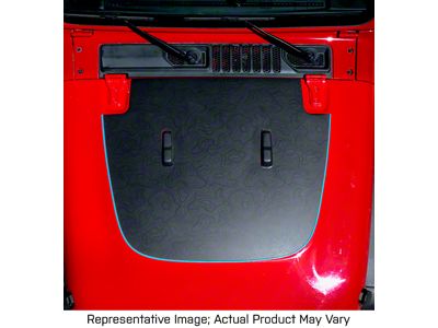 Topographic Map Hood Graphic; Black with Red Outline (18-25 Jeep Wrangler JL, Excluding Rubicon)