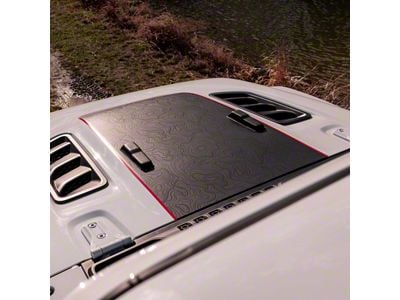 Topographic Map Hood Graphic; Black with Red Outline (18-25 Jeep Wrangler JL Rubicon)