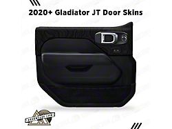 Topographic Map Interior Door Skins; Front; Black with Gloss Black Outline (18-26 Jeep Wrangler JL w/ Power Windows & Locks)