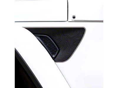 Topographical Map Fender Vent Premium Wrap Decal; Black with Gray Outline (18-25 Jeep Wrangler JL)
