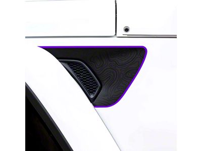 Topographical Map Fender Vent Premium Wrap Decal; Black with Purple Outline (18-25 Jeep Wrangler JL)