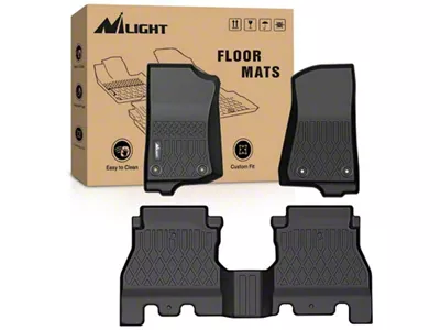 TPE Front and Rear Floor Liners; Black (18-25 Jeep Wrangler JL 4-Door, Excluding 4xe)