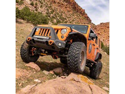 TrailChaser Aluminum Front Bumper Corners with LED Lights; Textured Black (07-25 Jeep Wrangler JK & JL)