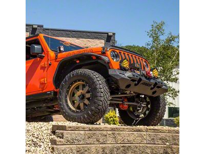 TrailChaser Aluminum Full Width Front Bumper with Fender Flares; Textured Black (18-25 Jeep Wrangler JL)