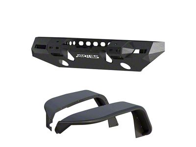TrailChaser Steel Mid-Width Front Bumper with Fender Flares; Textured Black (18-25 Jeep Wrangler JL)