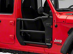 Go Rhino Trailline Front Tube Doors; Textured Black (18-25 Jeep Wrangler JL)