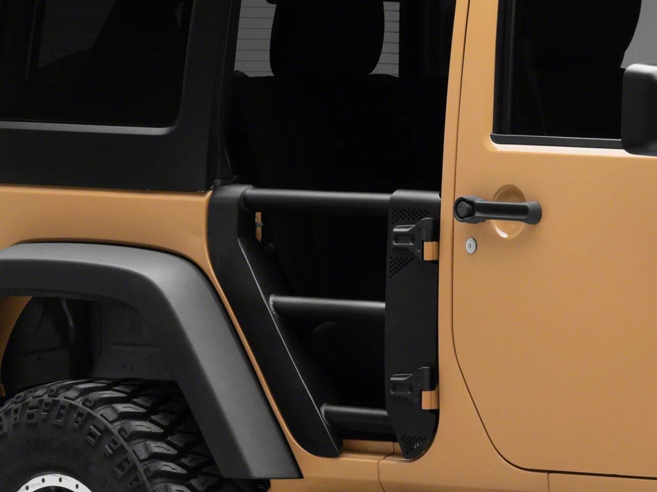 Go Rhino Trailline Rear Tube Doors; Textured Black (07-18 Jeep Wrangler JK 4-Door)