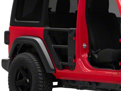 Go Rhino Trailline Rear Tube Doors; Textured Black (18-25 Jeep Wrangler JL 4-Door)