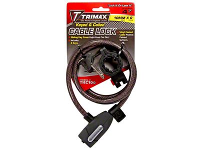 TRIMAFLEX Coiled Cable Lock with Quick Release Bracket; 6-Foot x 10mm