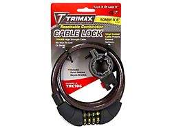 TRIMAFLEX Coiled Cable Lock with Resettable Combo Lock and Quick Release Bracket; 6-Foot x 10mm