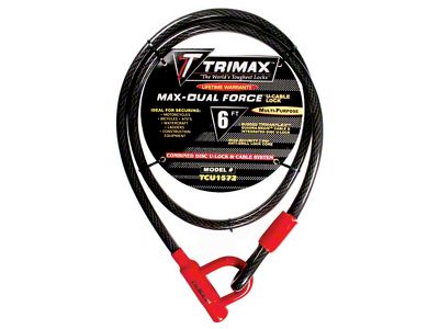 TRIMAFLEX Max-Dual Force U-Shackle Lock and Cable; 72-Inch x 15mm