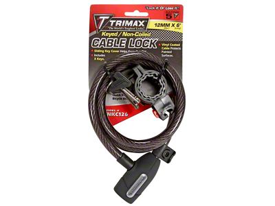 TRIMAFLEX Non-Coiled Cable Lock with Quick Release Bracket; 6-Foot x 12mm