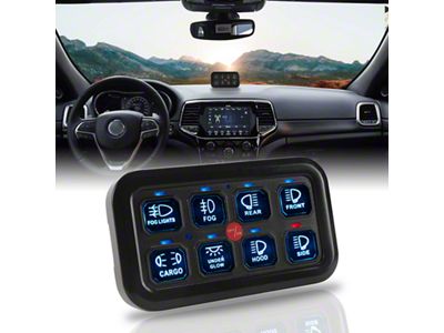 Universal 12V Auxiliary 8 Gang Switch Panel with Automatic Dimmable; Blue Light (Universal; Some Adaptation May Be Required)