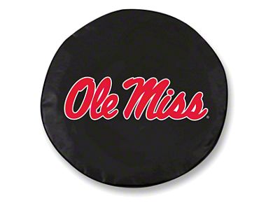 University of Mississippi Spare Tire Cover with Camera Port; Black (18-25 Jeep Wrangler JL)