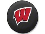 University of Wisconsin W Spare Tire Cover with Camera Port; Black (18-25 Jeep Wrangler JL)