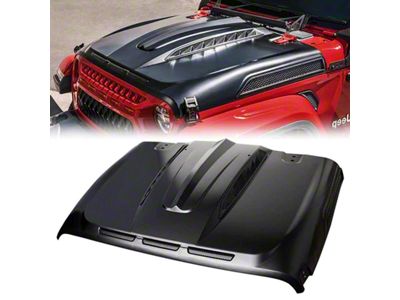 Unleash Series Hood with Functional Air Vents; Unpainted (18-25 Jeep Wrangler JL)