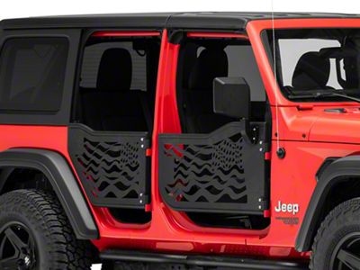Barricade US Flag Tubular Doors With Mirrors (18-25 Jeep Wrangler JL 4-Door)