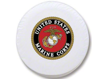 U.S. Marine Corps Spare Tire Cover with Camera Port; White (18-25 Jeep Wrangler JL)