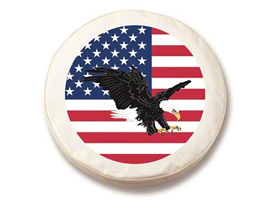USA Eagle Spare Tire Cover; White (66-18 Jeep CJ5, CJ7, Wrangler YJ, TJ & JK)