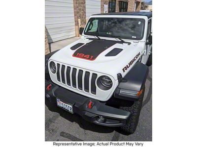 V2 Hood Stripe with 1941 Logo; Carbon Fiber Black (18-25 Jeep Wrangler JL)